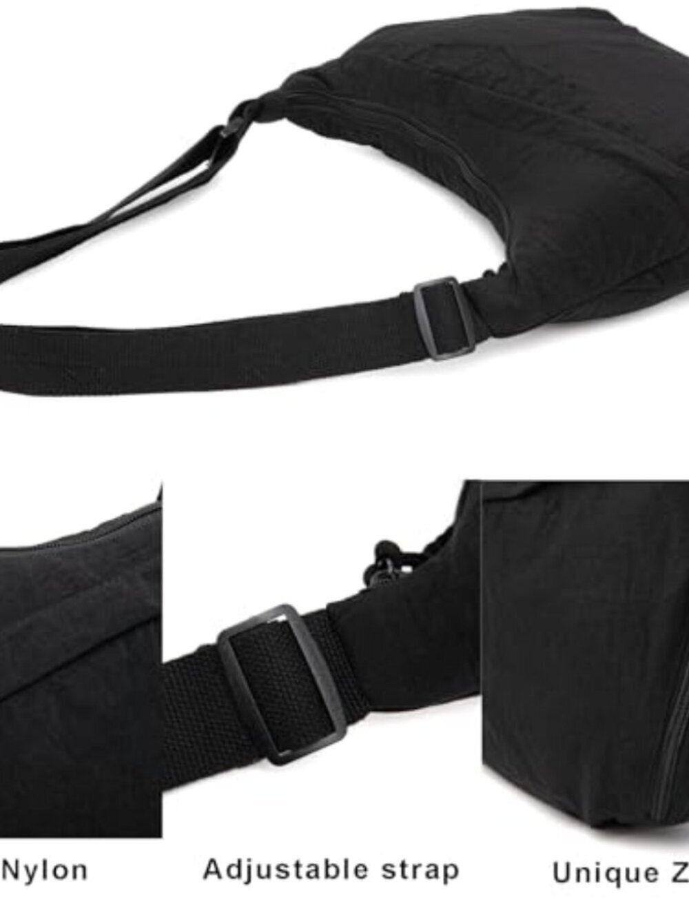 Sanxiner Crescent Bag for Women Men Nylon Crossbody Bags Multi-Pocket Sling Bag - Picture 5 of 5